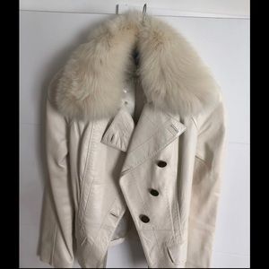 Leather jacket women’s with removable fur collar